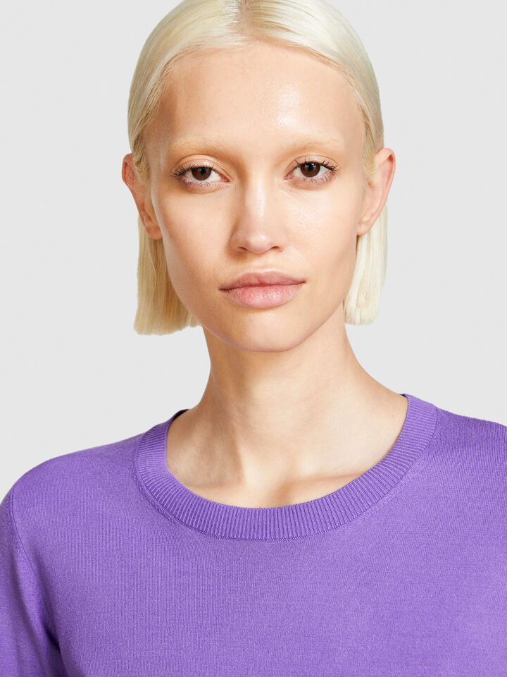 Solid colored sweater - women's crew neck sweaters - Lilac | Sisley image number 5